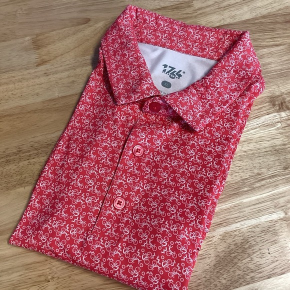 Men's 1764 Signature Gear Up Performance Red/white Bicycle AOP Golf Polo XL - Picture 1 of 9